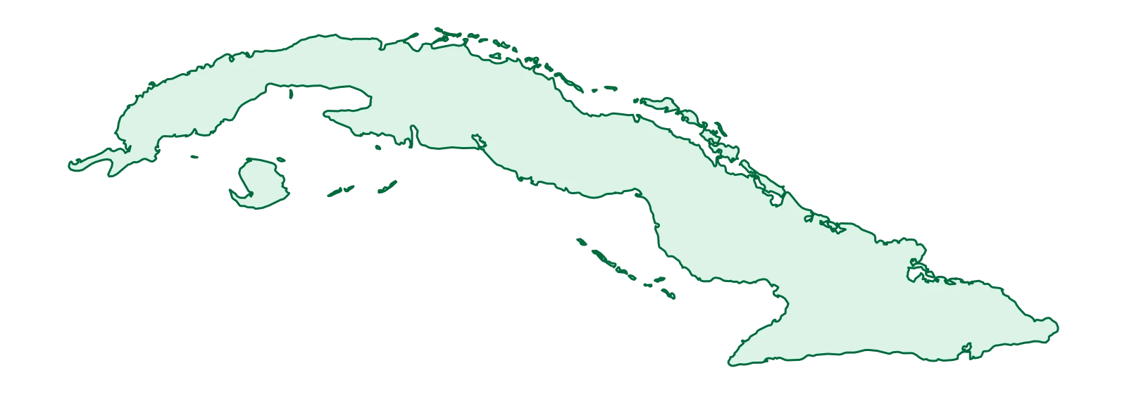 Mapa de Cuba con las provincias donde entregamos