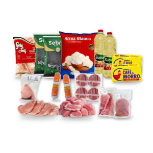 Combo Despensa Llena: arroz, frijoles, aceite, café, pollo, cerdo, hamburguesas y pescado para 15 días