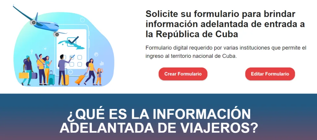 screenshot de formulario Dviajeros Cuba