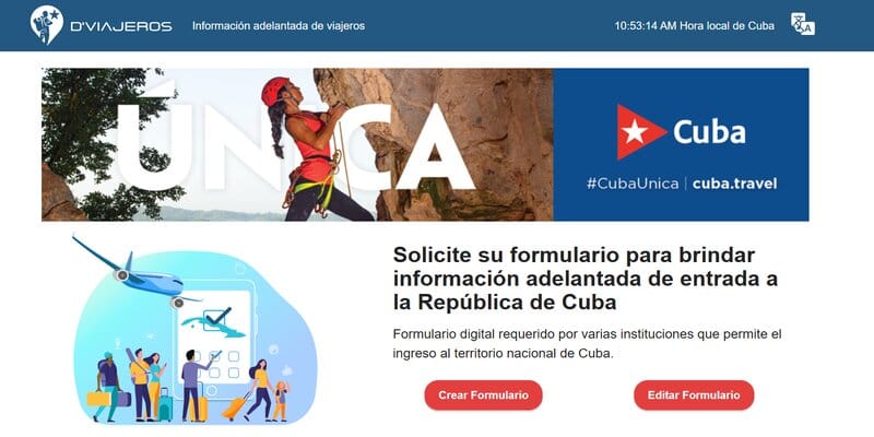 screenshot pagina formulario dviajeros