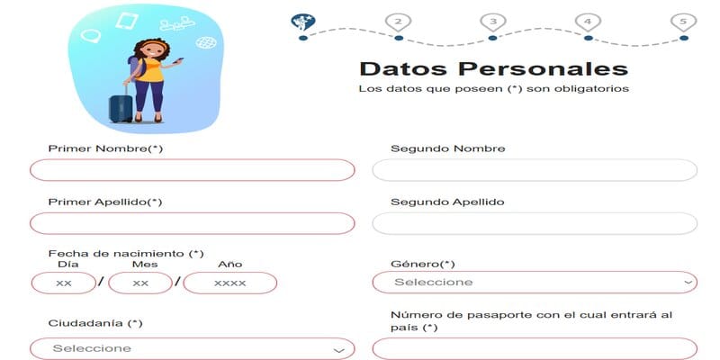 informacion datos personales formulario dviajeros