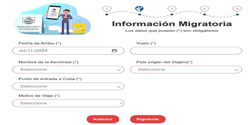 informacion migratoria formulario dviajeros