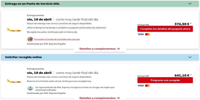 tarifas dhl envios a cuba desde españa